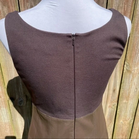 TERI JON SPORTSWEAR Brown Mixed Media Sleeveless Dress 6 - Picture 7 of 15